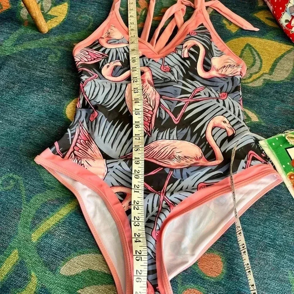 Flamingo One Piece Swimsuit Size M Mica - Picture 4 of 5